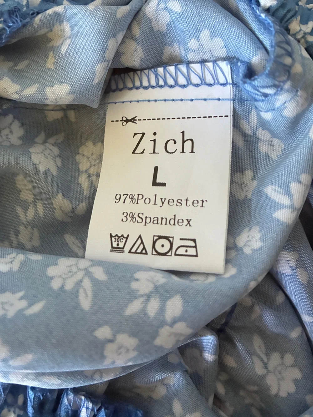 Light Blue Ditsy Floral Prairie Peasant Coquette Women's Tiered Mini Skirt Sz L